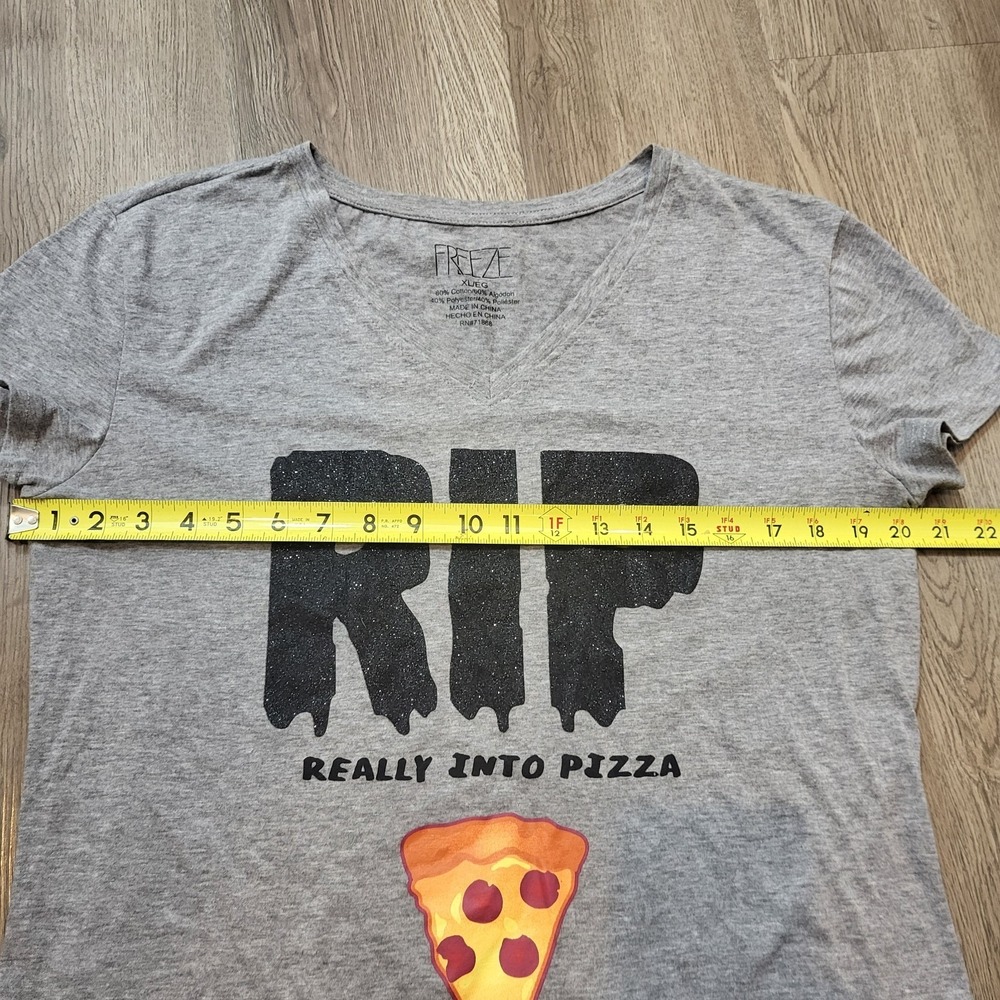Freeze Women's Halloween T-shirt/Top R.I.P- Rest In Pizza, Gray Sze. XL/EG - Picture 6 of 8